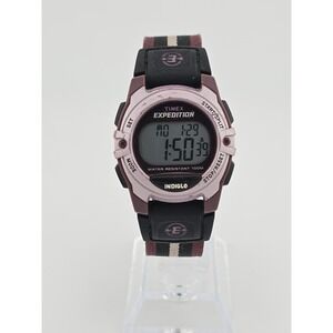 Timex Expedition Watch Women T49660 34mm Pink Purple Indiglo Nylon Band NEW BATT